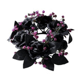 Maxbell Halloween Black Artificial Rose Candle Ring ID 7.5cm Versatile Floral Wreath