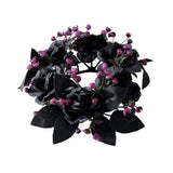 Maxbell Halloween Black Artificial Rose Candle Ring ID 7.5cm Versatile Floral Wreath