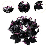 Maxbell Halloween Black Artificial Rose Candle Ring ID 7.5cm Versatile Floral Wreath