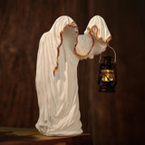 Maxbell Hell Mailman Lantern Ornament Realistic Ghost Statue for Bedroom Lawn Home White