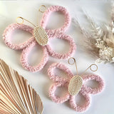 Maxbell 2Pcs Butterfly Wall Art Decor Boho Modern Art Crafts for Home Nursery Office Pink