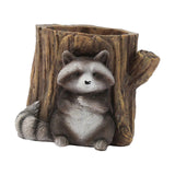 Maxbell Raccoon and Stump Statue Planter Plant Pot Desktop Ornament for Garden Decor