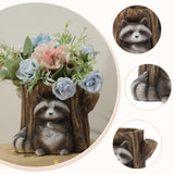 Maxbell Raccoon and Stump Statue Planter Plant Pot Desktop Ornament for Garden Decor