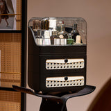 Maxbell Makeup Organizer Clear Lid Cosmetics Organizer for Bathroom Countertop Women Black 3 Tier