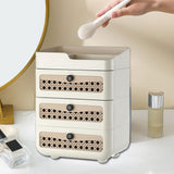 Maxbell Makeup Organizer Portable Large Capacity Storage Holder for Girls Countertop 4 Tier Cream