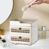 Maxbell Makeup Organizer Portable Large Capacity Storage Holder for Girls Countertop 3 Tier Cream