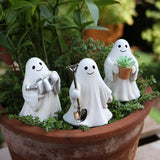 Maxbell 3 Pieces Ghost Figurines Plant Pot Decorations for Tabletop Home Decor Patio