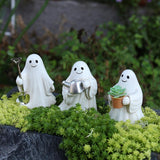 Maxbell 3 Pieces Ghost Figurines Plant Pot Decorations for Tabletop Home Decor Patio