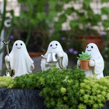 Maxbell 3 Pieces Ghost Figurines Plant Pot Decorations for Tabletop Home Decor Patio