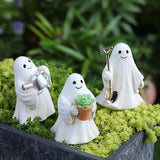 Maxbell 3 Pieces Ghost Figurines Plant Pot Decorations for Tabletop Home Decor Patio