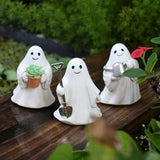 Maxbell 3 Pieces Ghost Figurines Plant Pot Decorations for Tabletop Home Decor Patio