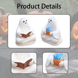 Maxbell 2x Ghost Figurines Halloween Gifts Small Sculptures for Bedroom Balcony Home