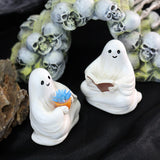 Maxbell 2x Ghost Figurines Halloween Gifts Small Sculptures for Bedroom Balcony Home