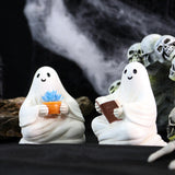 Maxbell 2x Ghost Figurines Halloween Gifts Small Sculptures for Bedroom Balcony Home