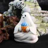 Maxbell 2x Ghost Figurines Halloween Gifts Small Sculptures for Bedroom Balcony Home