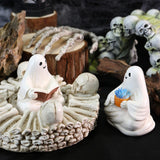 Maxbell 2x Ghost Figurines Halloween Gifts Small Sculptures for Bedroom Balcony Home