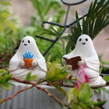 Maxbell 2x Ghost Figurines Halloween Gifts Small Sculptures for Bedroom Balcony Home
