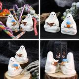 Maxbell 2x Ghost Figurines Halloween Gifts Small Sculptures for Bedroom Balcony Home