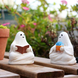 Maxbell 2x Ghost Figurines Halloween Gifts Small Sculptures for Bedroom Balcony Home