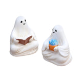 Maxbell 2x Ghost Figurines Halloween Gifts Small Sculptures for Bedroom Balcony Home