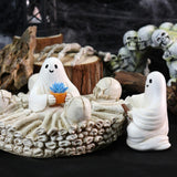 Maxbell 2x Ghost Figurines Halloween Gifts Small Sculptures for Bedroom Balcony Home