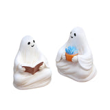 Maxbell 2x Ghost Figurines Halloween Gifts Small Sculptures for Bedroom Balcony Home