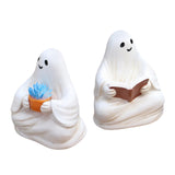 Maxbell 2x Ghost Figurines Halloween Gifts Small Sculptures for Bedroom Balcony Home