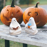 Maxbell 2x Ghost Figurines Halloween Gifts Small Sculptures for Bedroom Balcony Home