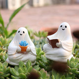 Maxbell 2x Ghost Figurines Halloween Gifts Small Sculptures for Bedroom Balcony Home