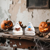 Maxbell 2x Ghost Figurines Halloween Gifts Small Sculptures for Bedroom Balcony Home