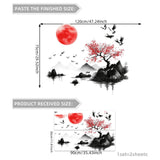 Maxbell Chinese Ink Crane Wall Decal Modern Art Sticker for Bedroom Door Living Room