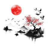 Maxbell Chinese Ink Crane Wall Decal Modern Art Sticker for Bedroom Door Living Room