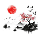 Maxbell Chinese Ink Crane Wall Decal Modern Art Sticker for Bedroom Door Living Room