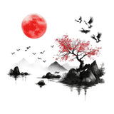 Maxbell Chinese Ink Crane Wall Decal Modern Art Sticker for Bedroom Door Living Room