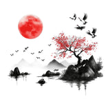 Maxbell Chinese Ink Crane Wall Decal Modern Art Sticker for Bedroom Door Living Room
