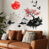Maxbell Chinese Ink Crane Wall Decal Modern Art Sticker for Bedroom Door Living Room