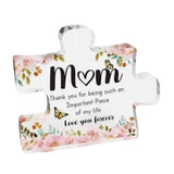 Maxbell Mother's Day Decor Acrylic Block Puzzle Plaque Sturdy 10x8.6x1cm Transparent