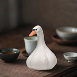 Maxbell Duck Mini Statue Tea Pet Cute Small Sculpture for Centerpiece Shelf Tea Room