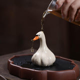 Maxbell Duck Mini Statue Tea Pet Cute Small Sculpture for Centerpiece Shelf Tea Room