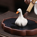Maxbell Duck Mini Statue Tea Pet Cute Small Sculpture for Centerpiece Shelf Tea Room