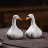 Maxbell Duck Mini Statue Tea Pet Cute Small Sculpture for Centerpiece Shelf Tea Room