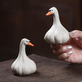 Maxbell Duck Mini Statue Tea Pet Cute Small Sculpture for Centerpiece Shelf Tea Room