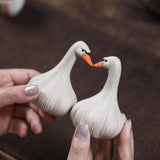 Maxbell Duck Mini Statue Tea Pet Cute Small Sculpture for Centerpiece Shelf Tea Room