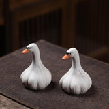 Maxbell Duck Mini Statue Tea Pet Cute Small Sculpture for Centerpiece Shelf Tea Room
