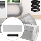 Maxbell Universal Portable Air Conditioner Hose Cover with 3 Adjustable Buckle Bands Gray