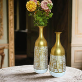 2Pcs Metal Flower Vase Faux Flower Arrangement Elegant Home Centerpiece Vase A