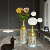 2Pcs Metal Flower Vase Faux Flower Arrangement Elegant Home Centerpiece Vase A