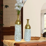 2Pcs Metal Flower Vase Faux Flower Arrangement Elegant Home Centerpiece Vase B