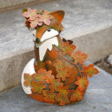 Maxbell Fox Garden Statue Decorative Iron Sculpture for Porch Landscape Fall Harvest