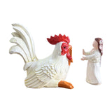 Maxbell Rooster and Girl Statue Desktop Figure Realistic Crafts for Home Shelf Decor